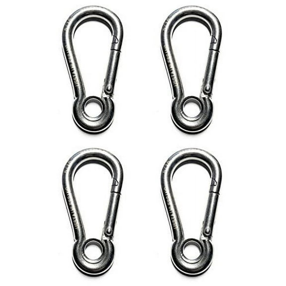 4 Pieces Stainless Steel 316 Spring Hook with Eyelet Carabiner 3/16" Marine Grade