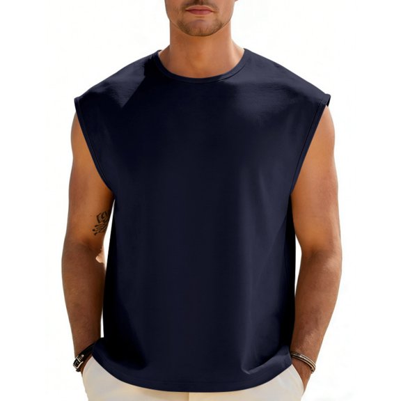 Mens Sleeveless Shirts Gym Workout Tank Tops Cut Off Shirts Athletic Muscle Loose Fit Tops for Summer Beach Vacation