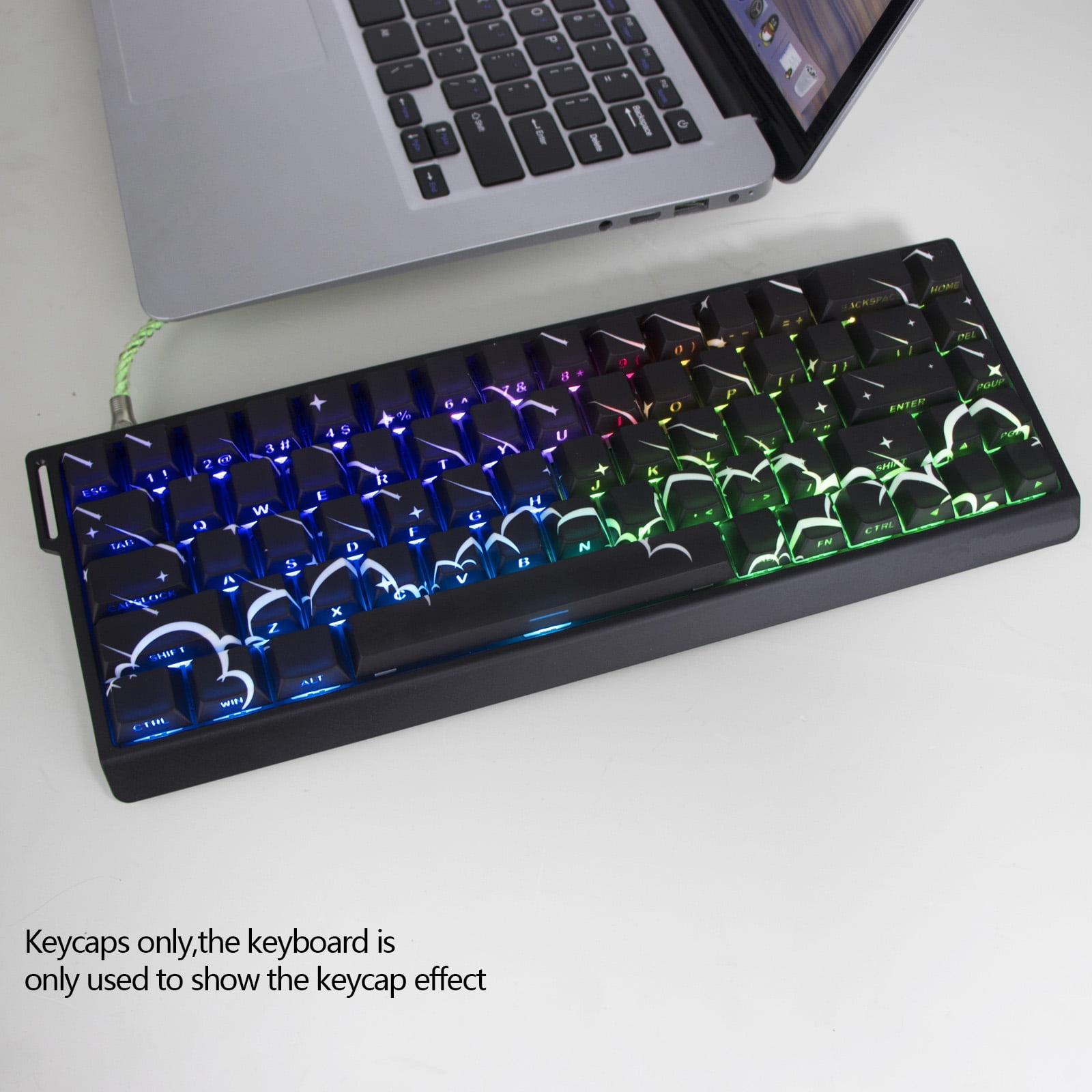 74 Keycaps with Star Rain Design, Side-Print Backlighting Mechanical Keyboards