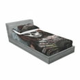 thumbnail image 3 of Ambesonne Colorful Fitted Sheet & Pillow Sham Set, Skull Scary, Full, Cadet Blue Maroon, 3 of 3