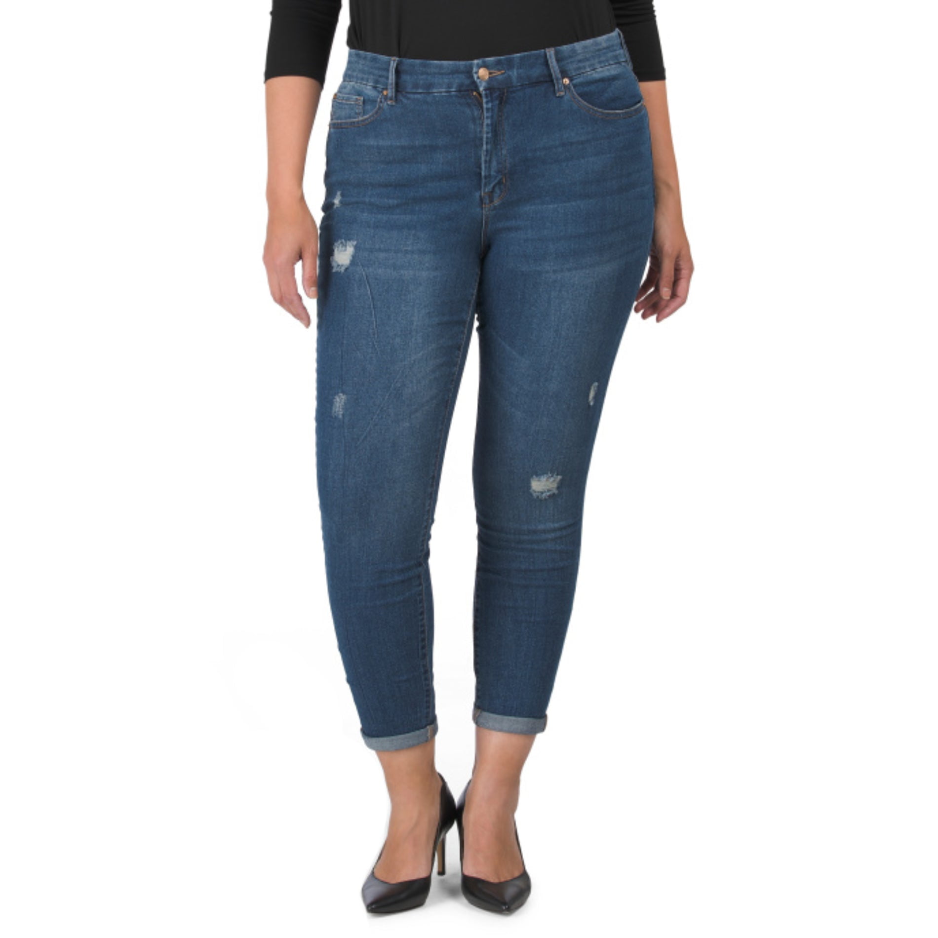 Lepore Women's Plus Belle High Rise Stretch Destructed Ankle Skinny Jeans