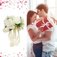 thumbnail image 4 of Haidf Wedding Bouquets for Bride, Artificial Rose Flower Bridal Bouquet with Silk Ribbon for Wedding Proposal Engagement Party Anniversary Church Decorations, Wedding Flowers, 7.9", White, 4 of 9