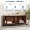thumbnail image 3 of 59" Hidden Cat Litter Box Enclosure Furniture, Double-Room Litter Box Cabinet with Sliding Door - Dog-Proof - Odor Control - Storage Bench Hideaway - Indoor Cat House, Color: Walnut, 3 of 8