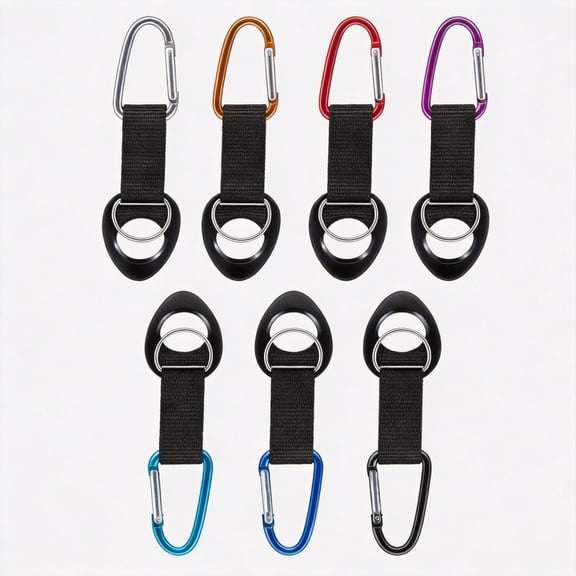 7-Pack Silicone Water Bottle Holder with Carabiner, Universal Bottle Carrier Clip for 12oz 17oz 25oz Bottles, Outdoor Hiking & Camping Gear