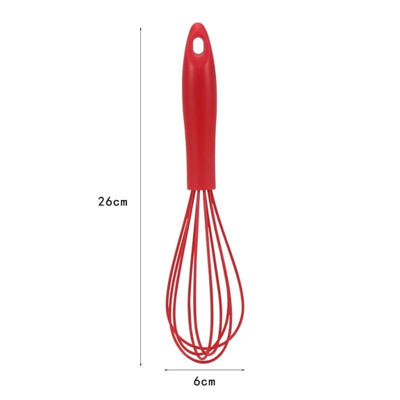 Frother for Coffee and Milk, 10 in Manual Whisk for Cooking with Non-Scratch Silicone, Red Egg Beater for Blending, Whisking, Beating and Stirring