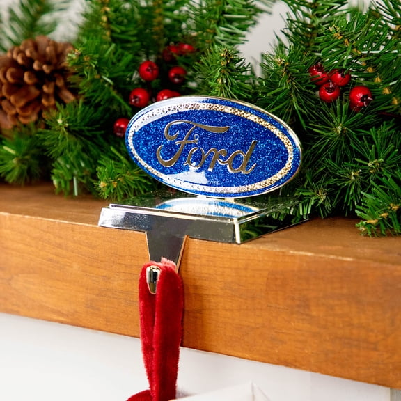 5" Blue and Silver Officially Licensed Iconic Ford Logo Christmas Stocking Holder