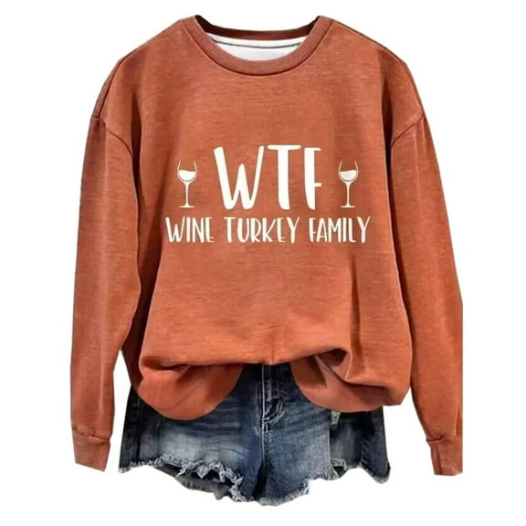 Thanksgiving Turkey Family Sweatshirt Women Funny Thanksgiving Day Shirts Fall Casual Crew Neck Long Sleeve Pullover