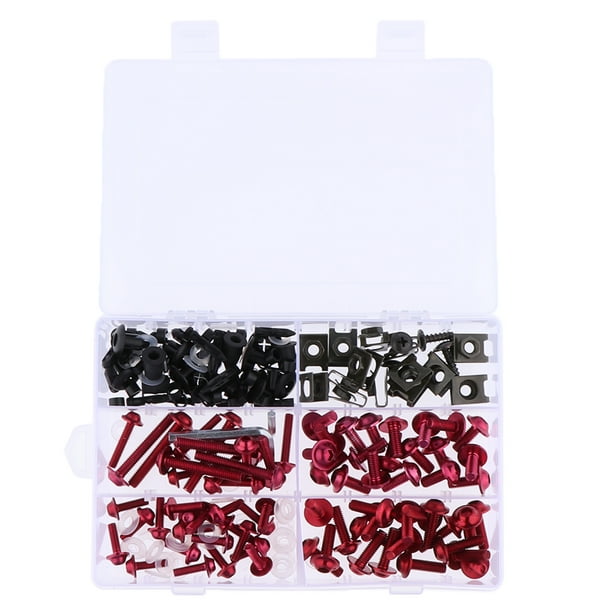 Kit de pernos de carenado de motocicleta Sunnimix 173 de montaje universal Tornillos de pernos rojo
