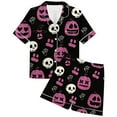 thumbnail image 5 of Halloween Pajamas Women Set 2 Piece Pj Set Ghost Graphic Button Down Soft Breathable Sleepwear with Shorts Easy Fit Sleepwear for Women, 5 of 5