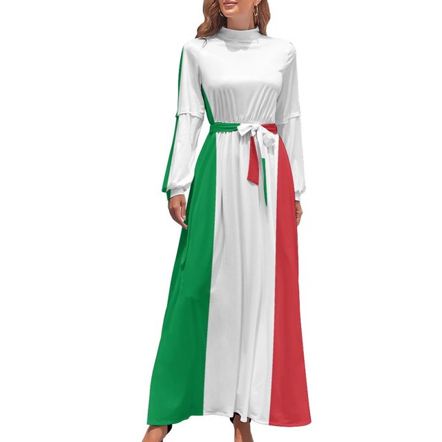 Vestido largo con minifalda y bandera italiana, vestidos de fiesta, vestidos para mujer 2024