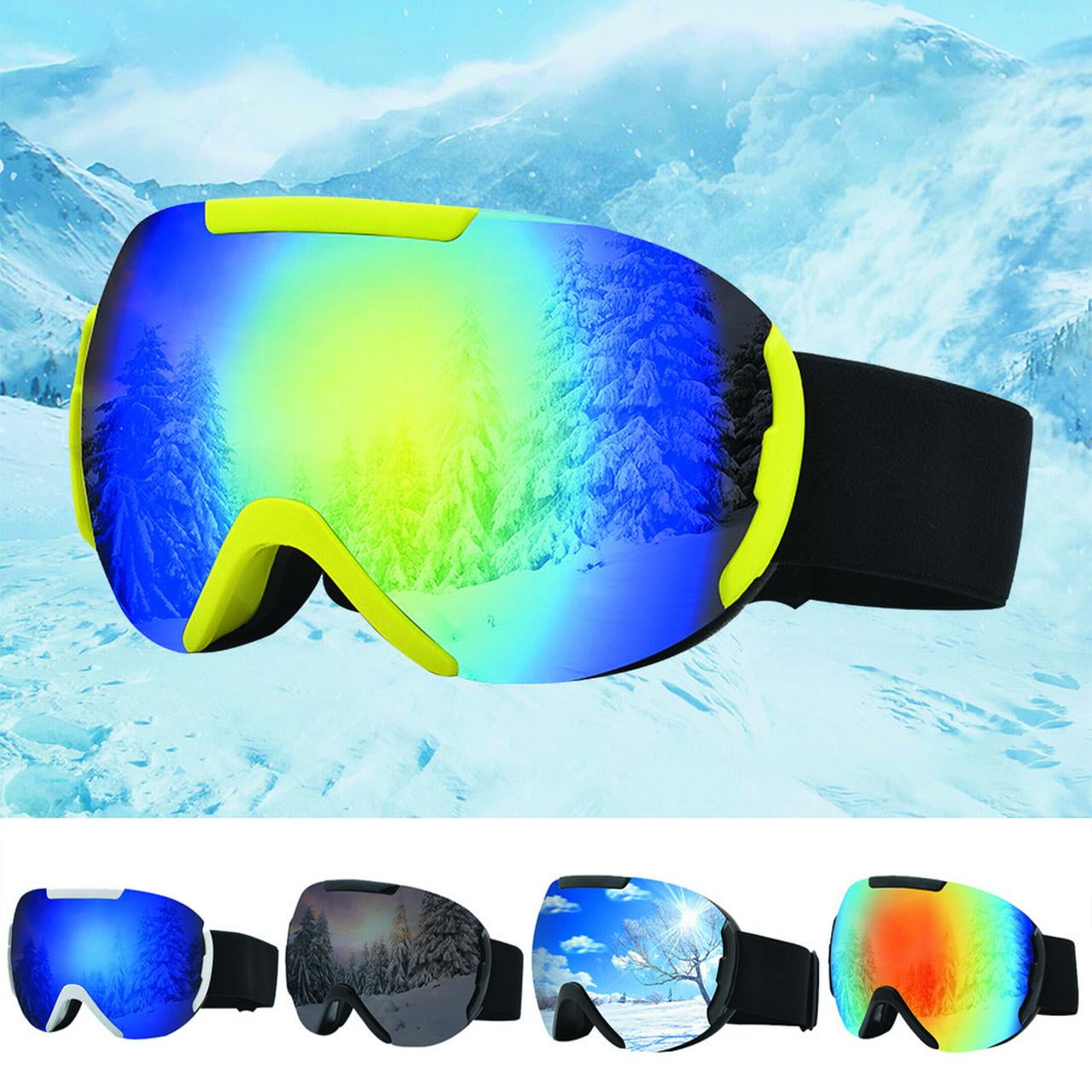 Anti-fog UV Dual Snow Lens Winter Outdoor Snowboard Ski Goggle Colourful Glasses 