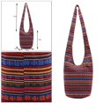 thumbnail image 4 of Bolso bandolera Hippie Lino Hobo Bolsas de mensajero Cierre con borgoña Sunnimix Monedero de hombro hippie tailandés, 4 of 8