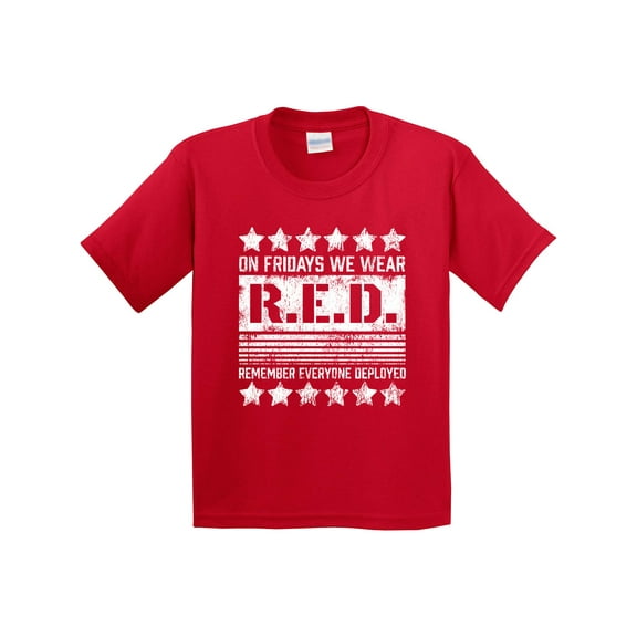 Inktastic On Fridays We Wear R.e.d. Remember Everyone Deployed Youth T-Shirt