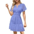 thumbnail image 2 of Favori Client, Robe d'Été en Dentelle Ajourée Plissée à Manches Courtes pour Femmes, Robe d'Été en Dentelle Ajourée, Robe Plissée à Taille, Parfaite pour la Journée Ou le Soir, Garde-Robe Polyvalente Essentielle, 2 of 8