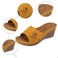 thumbnail image 4 of Rokment Women's Floral Platform Wedge Dress Slip on Sandals Boho Summer 3D Flower Leather Open Toe Comfortable Orthopedic Arch Support High Heels Walking Slides Slippers Yellow Size 7, 4 of 6