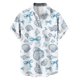 thumbnail image 4 of Blusa y camisa de manga corta con cuello vuelto para hombre, blusa informal de moda con cuello vuelto, blusa estampada de manga corta con botones, blusa de poliéster para hombre, 4 of 6