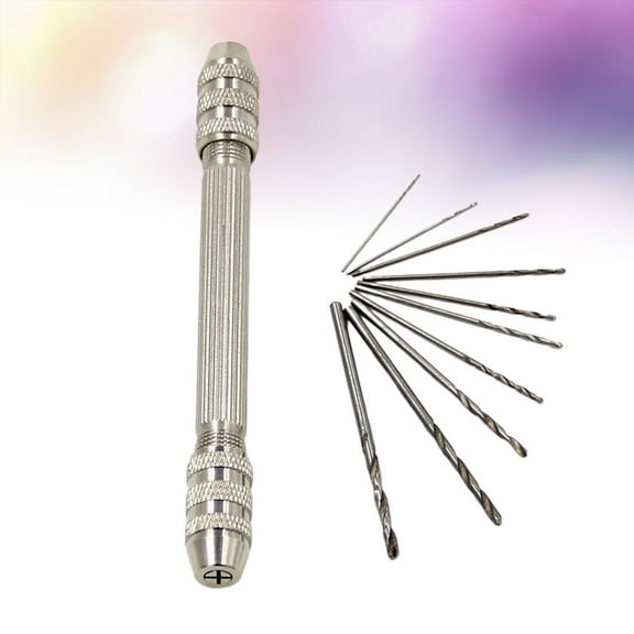 FONDOTIN 1Pcs Double Heads Hand Drill Tool Mini Steel for Home Use and Woodworking Silver