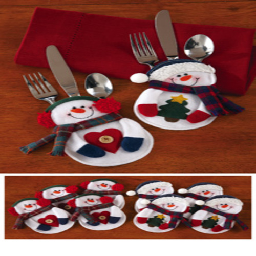 tksherlock 8 Country Snow Christmas Holiday Silverware Utensil Holders