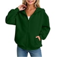 thumbnail image 6 of Girls Zip Up Hoodies, Teen Full-Zip Hooded Sweatshirt Jacket, Casual Fall Long Sleeve Solid Lightweight Outerwear with Pockets Army Green 130, 6 of 6