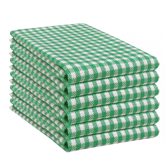 Native Fab Mini Checks Kitchen Towel, Set of 6, Cotton, 15x25 Green White