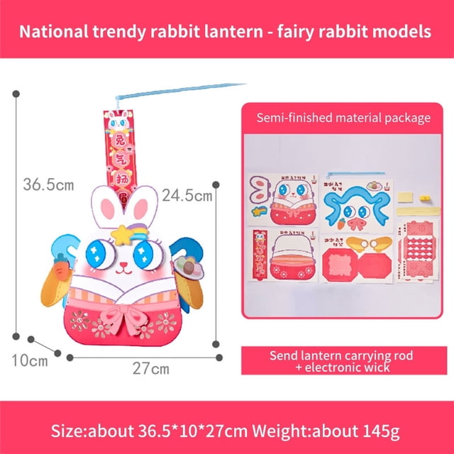 New Years Day Lantern Wholesale Ancient Handmade Diy Childrens Handheld Luminous Materials Guofeng Rabbit Lantern