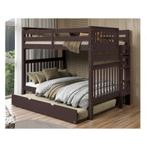 Bedz King Bunk Beds Full over Full Mission Style with End Ladder and a Full Trundle, Dark Cherry