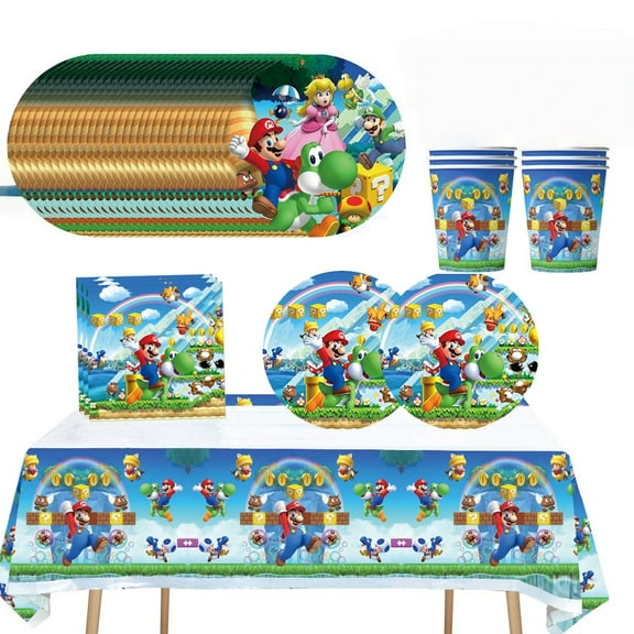 Mario Party Supplies Mario Birthday Party Favors Includes Cups Tableware Plates Napkins for Mario Birthday Shower Decor
