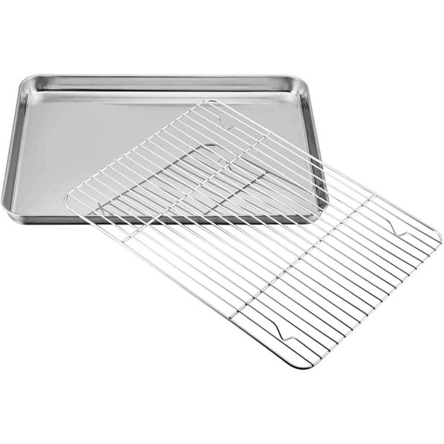 Baking Tray with Rack Set of 2,Cookie Baking Pans Stainless Steel