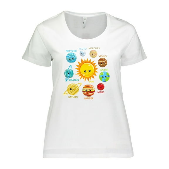 Inktastic Cute Planets, Solar System, Space, Cosmos, Galaxy Women's Plus Size T-Shirt