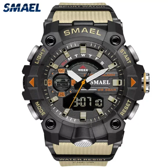 SMAEL Montre-Bracelet Électronique Numérique pour Hommes Montre à Quartz LED Montres Militaires