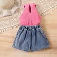 thumbnail image 5 of Amidoa Girls 2 Piece Outfits Summer Clothes Tank Top Floral Print Sleeveless Solid Color Cute T-Shirt and Casual Shorts Kids Clothing Sets Hot Pink Size 4T, 5 of 9