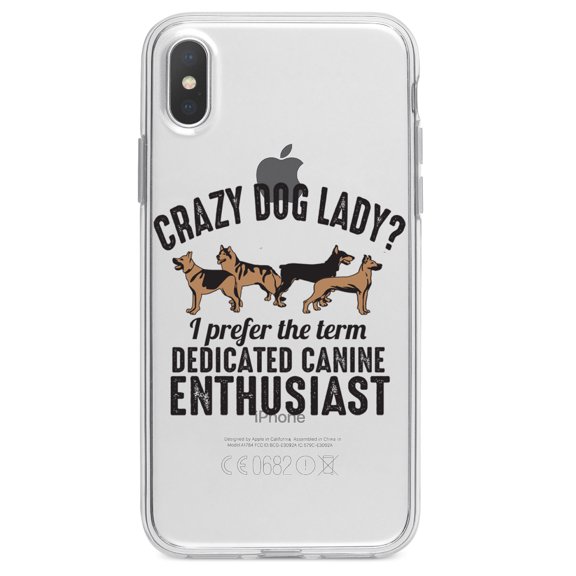 DistinctInk Clear Shockproof Hybrid Case for iPhone XS Max (6.5" Screen) - TPU Bumper Acrylic Back Tempered Glass Screen Protector - Crazy Dog Lady? Canine Enthusiast
