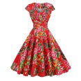thumbnail image 1 of WILLBEST Vestidos Casuales para Mujer Verano Vestido de Fiesta Informal con Cuello En V y Manga Corta de Los Años 50 para Mujer Mediana​​, 1 of 3