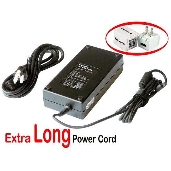 iTEKIRO 180W AC Adapter for EVOO EG-LP10 EG-LP10-BK EG-LP5 EG-LP5-BK; Gateway GWTN156-2 GWTN156-3 GGNC51518-BK 15.6" FHD Notebook; Gateway GGNC51518-BK, GWTN156-2BK, GWTN156-3BK; Gateway FSP180-AJBN3