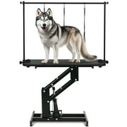 LAZY BUDDY 43'' Hydraulic Dog Grooming Table, Heavy Duty Pet Trimming Table with Arm, Nooses