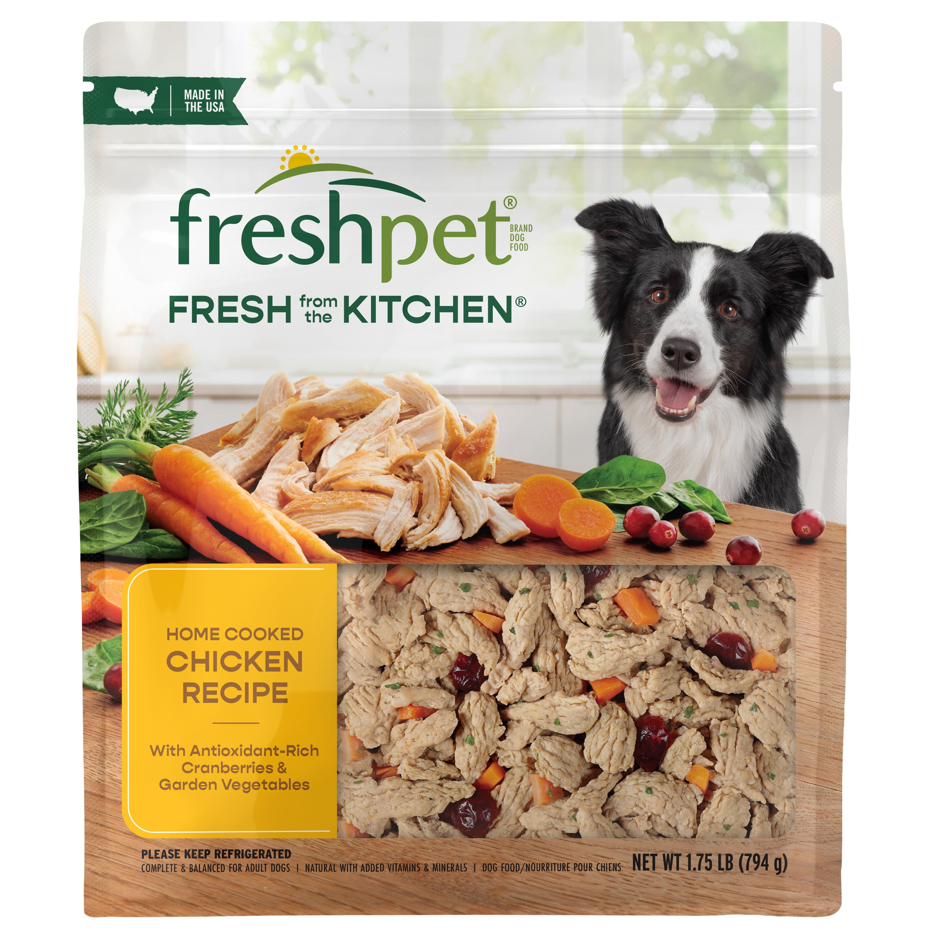 Freshpet Fresh Dog Food, Fresh From The Kitchen, Home Cooked Chicken Recipe, 1.75 lb.