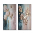 thumbnail image 2 of Designart "Abstract Retro Hydrangea Flower Blossom II" Hydrangea Framed Wall Art Set Of 2 - Traditional Gold Framed Canvas Set For Living Room Decor, 2 of 6