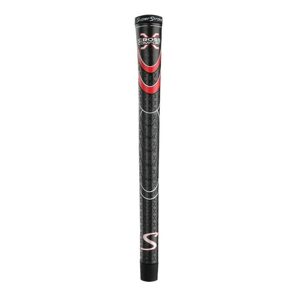 SuperStroke Cross Comfort Golf Club Grip, Black/Red (Midsize) | Soft & Tacky Polyurethane That Boosts Traction | X-Style Surface & Non-Slip | Swing Faster & Square The Clubface More Naturally (RSS195)
