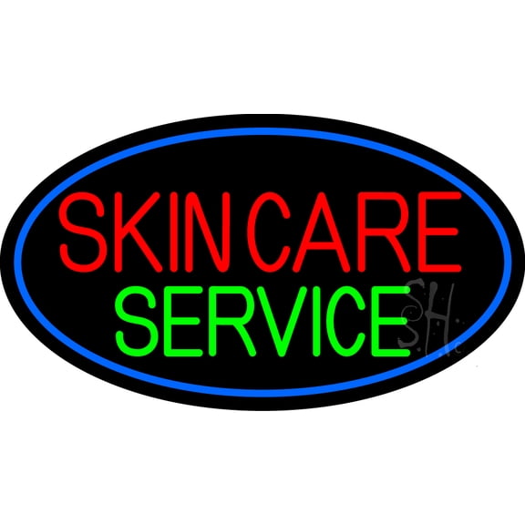 Professional Skin Care Service LED Neon Sign 10 x 24 - inches, Black Square Cut Acrylic Backing, with Dimmer - Bright and Premium built indoor LED Neon Sign for Spa interior decor and storefront.