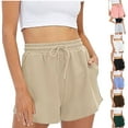 thumbnail image 2 of Vhkiploz Active Workout Shorts for Women's High Waisted Pull-on Sweat Wide Leg short Solid Color Casual Jogger Pants with Pockets, 2 of 9