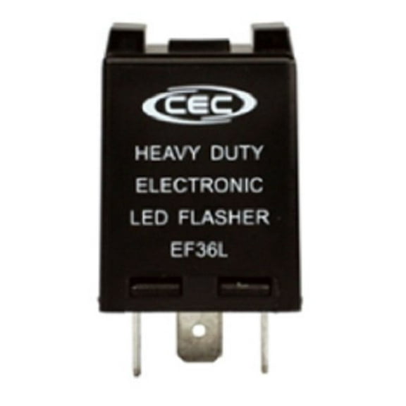 CEC Industries EF36L Electronic Turn Signal Flasher Relay, LED Compatible, 3 Prongs, 12 Volts