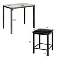 thumbnail image 4 of Patiojoy 3 Pieces Counter Height Table Set 2 Chairs Bar Dining Room Faux Marble White, 4 of 8
