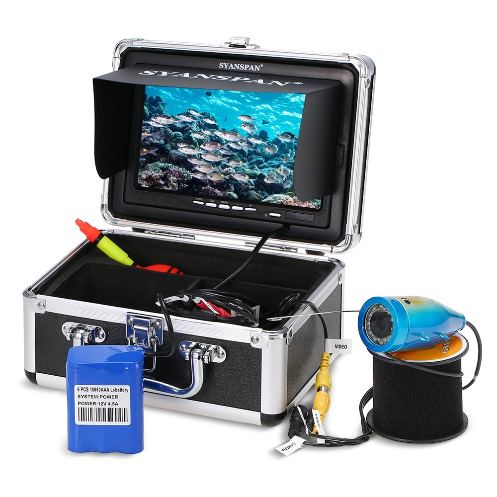 Eyoyo Portable 7 inch LCD Monitor Fish Finder Waterproof Underwater 1000TVL Fishing Camera 12pcs IR Infrared LED for Ice,Lake and Boat Fishing 