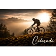 thumbnail image 1 of Colorado, Mountain Biker at Sunset (16x24 Giclee Gallery Art Print, Vivid Textured Wall Decor), 1 of 3