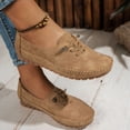 thumbnail image 3 of Rokment Womens Vintage Stitching Leather Slip on Penny Loafers Walking Flat Non Slip Rubber Low Heel Work Driving Oxfords Boat Shoes Khaki Size 7, 3 of 8