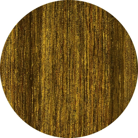 Ahgly Company Machine Washable Indoor Round Oriental Yellow Modern Area Rugs, 6' Round