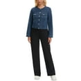 thumbnail image 2 of CHAQUETA DE JEAN CORTA PARA MUJER INSPIRE CHIC SIN COLLAR 2025, MANGA LARGA, DENIM, TALLA XL, AZUL OSCURO, 2 of 6