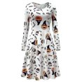 thumbnail image 1 of Vestido acampanado de manga larga estampado con cuello redondo de Halloween para mujer Tkl S, 1 of 3