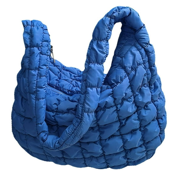 TELOLY Puffer Bag,Wear-Resistant Puffy Tote Bag,Fashion Statement Puffer Purse,Blue