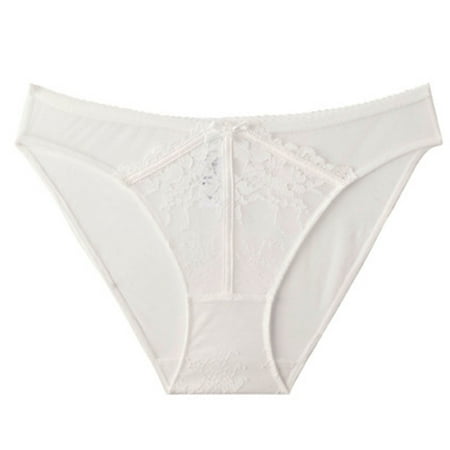 Kmdttou Panties for Women Pack Cotton Sexy Lace High Cut Panties Comfort Bikini Panty Stretch Underpants Breathable Ladies Briefs (Available in Plus Size) White-M